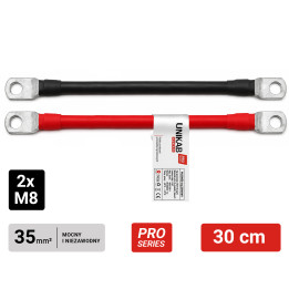 Zestaw przewodów łączeniowych LGY 35mm² z końcówkami oczkowymi M8-M8 czerwony/czarny - 30 cm